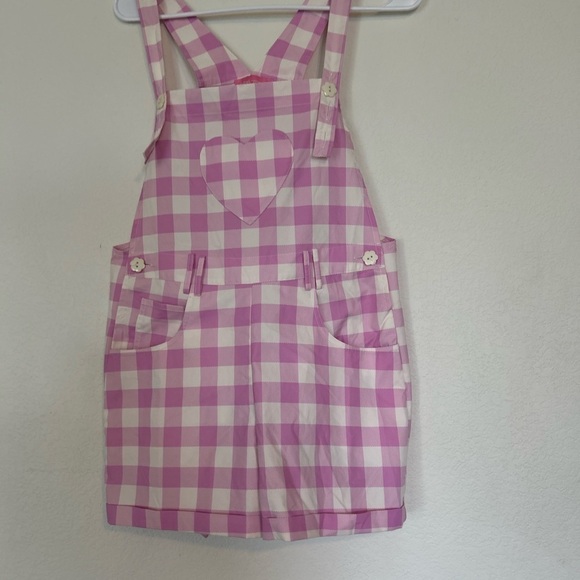 NWOT Sugar Thrillz pink heart plaid gingham flower button details Small - Picture 2 of 9